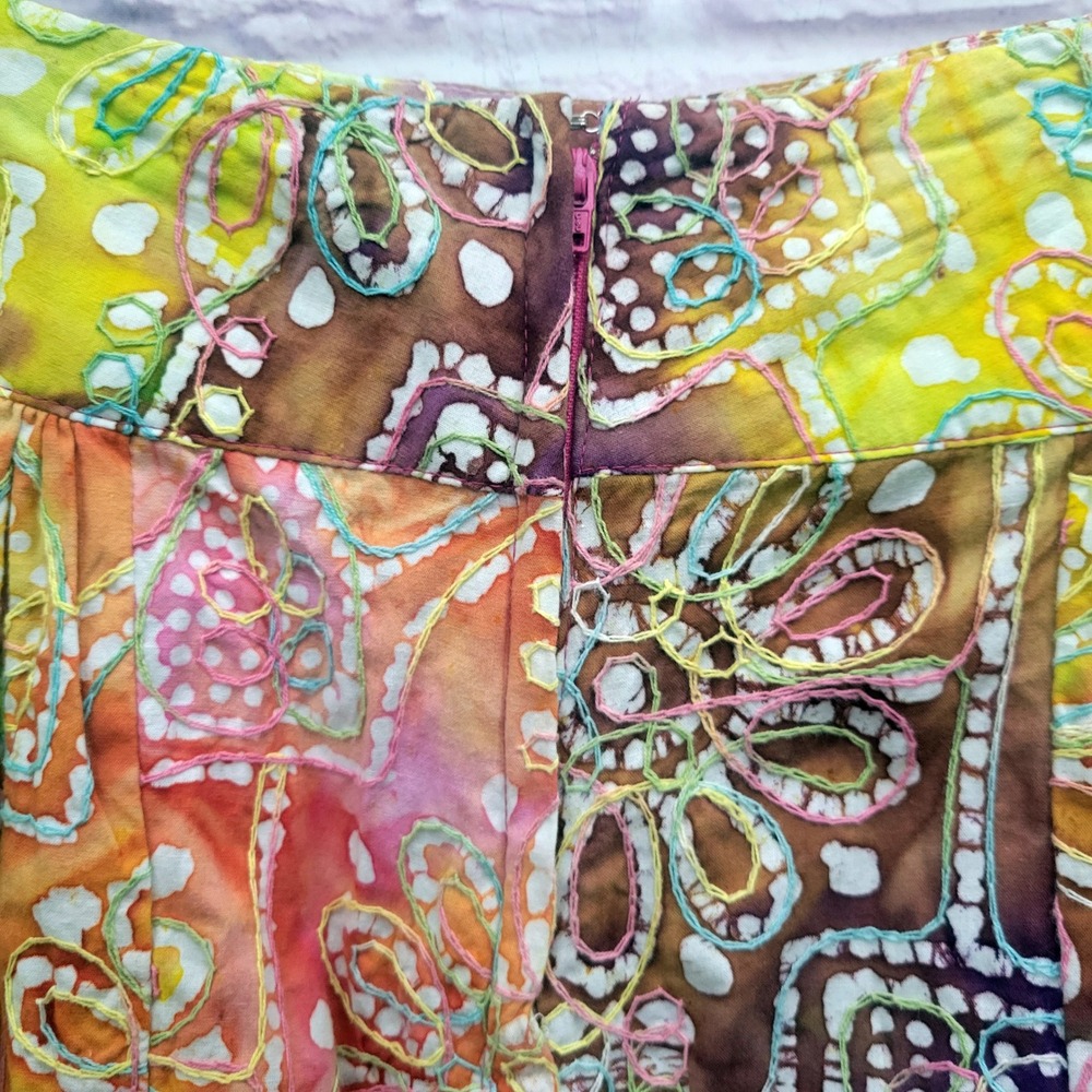 Colorful Batik Kantha Embroidered Mini Size L Boho Hippie Artsy Festival Gorp - Picture 5 of 8